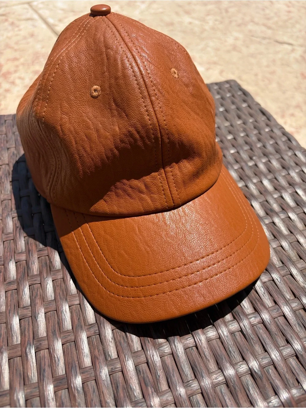 a new day Faux Leather Baseball Cap - Cognac